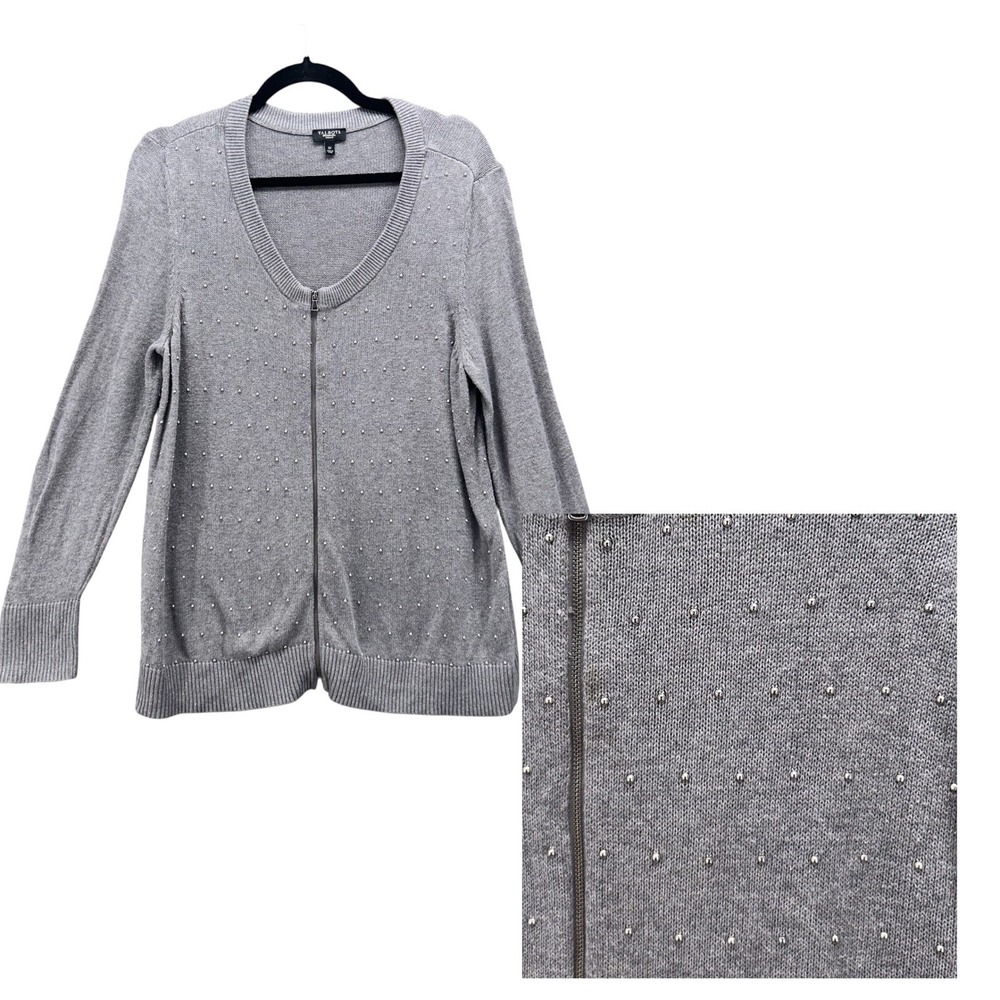 Talbots Studded Cardigan Gray 1X
